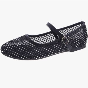 BRAND NEW TOP MODA MESH STUDDED  BUCKLE STRAP COMFORTABLE BALLERINA  FLA…G1